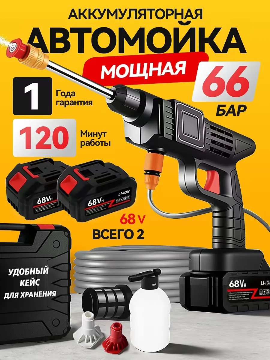 Мойка высокого давления аккумуляторная для автомобиля