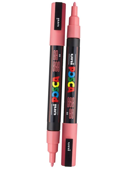 UNI Маркер POSCA PC-3M пулевидный наконечник зелёный, розовый, фото 2