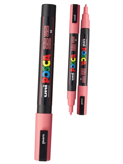 UNI Маркер POSCA PC-3M пулевидный наконечник зелёный, розовый, фото 3