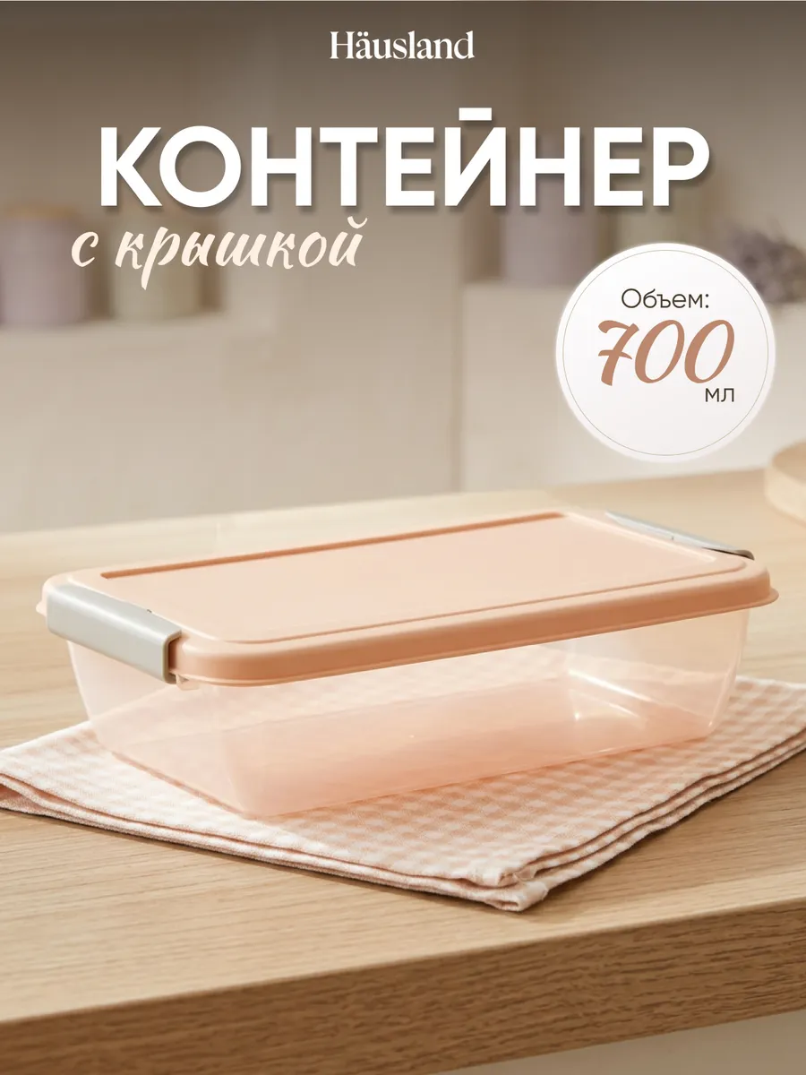 Контейнер для продуктов с защёлками 700 мл прямоугольный