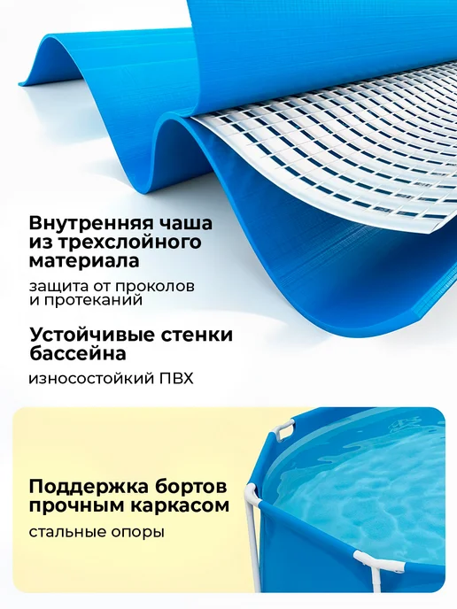 Intex Бассейн каркасный 4485 л круглый 305х76 см большой, 305x76 см, 4485 л, фото 3