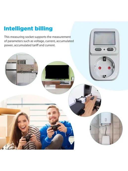 Цифровой счётчик электроэнергии, розетка с дисплеем (1шт), 1 шт, фото 3
