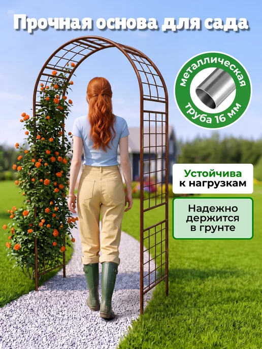 САДОВКИН Арка садовая Решетка 35 антик, коричневый, фото 4