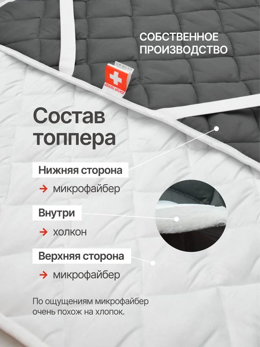 Русский Топпер Матрас-топпер для дивана, кровати 1.5 см 70х195, 70x195, фото 2