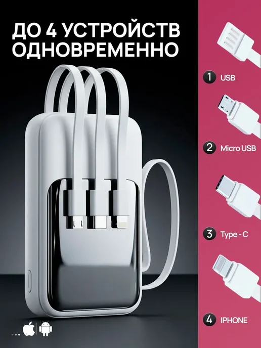 NEVIA Power bank 20000 внешний аккумулятор с быстрой зарядкой, белый, фото 4