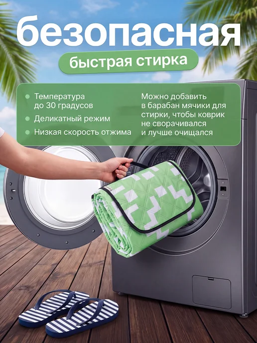 WarmGlow Коврик для пляжа и пикника складной непромокаемый 200х200, вариант, фото 8