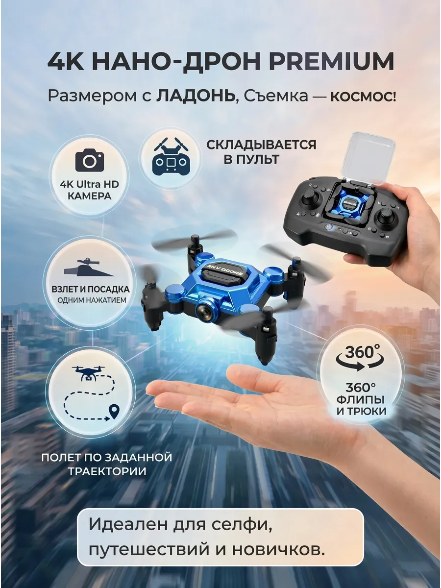 4K Складной Нано-Дрон с Камерой