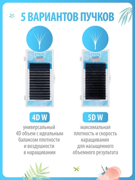 Lash&Go Черные ресницы готовые пучки W, 3D, 0,10 M 8-14 mm (14 линий…, черный, фото 5