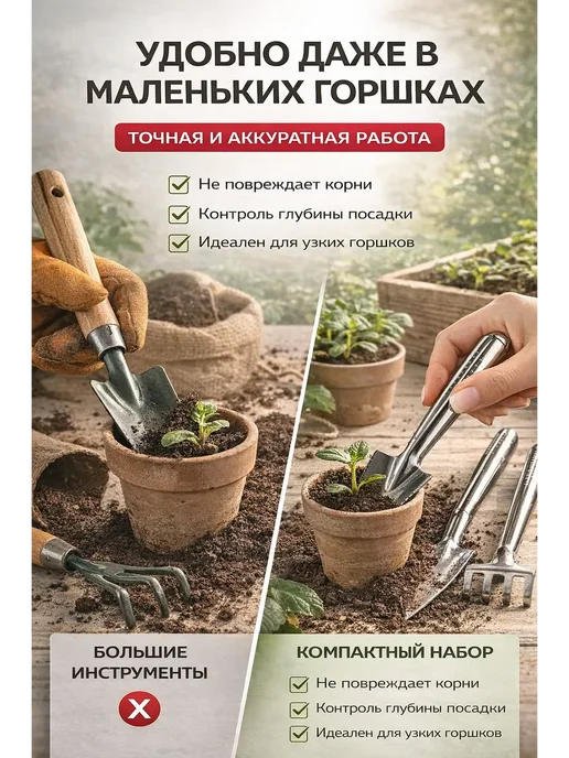TOSUM Садовые инструменты маленькие металлические, вариант, фото 3