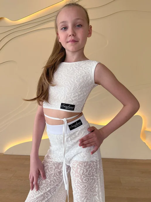SARDANA DRESS Спортивный топ на завязках с открытой спиной, белый, фото 2