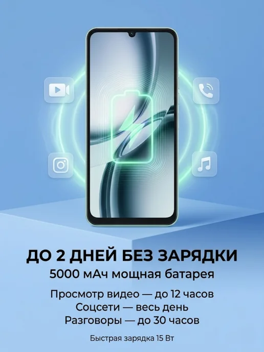 Смартфон TECNO Spark Go 3 4/64 ГБ, синий, фото 3