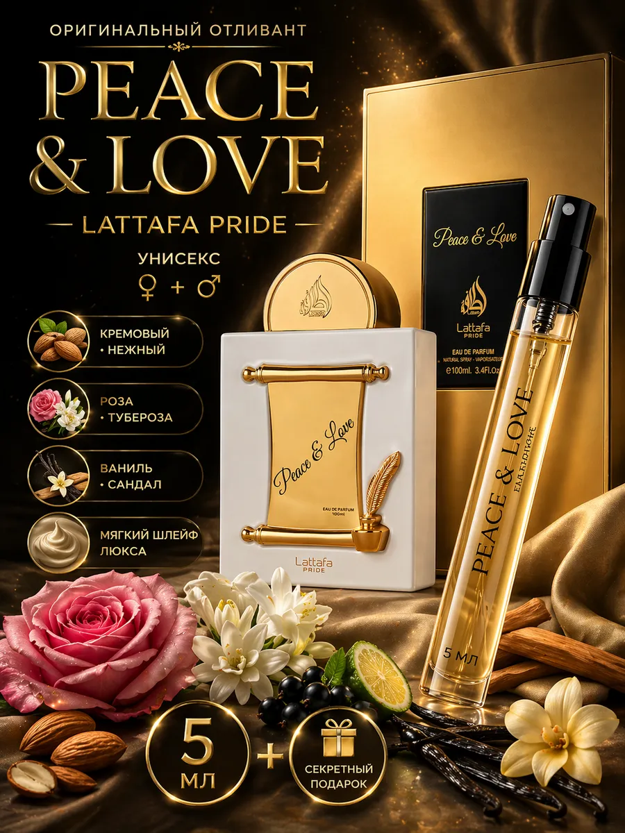 Пробник Peace Love Lattafa 5мл цветочный мускусный аромат