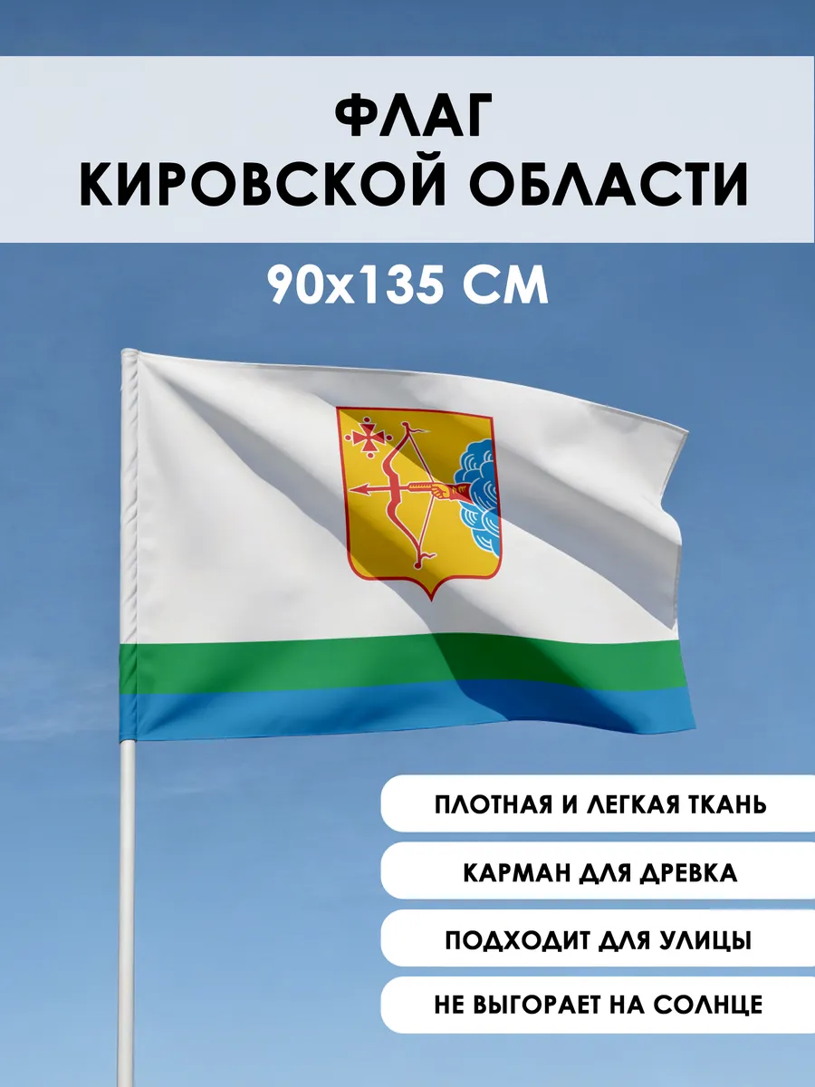 Флаг Кировской области 90х135см флажная сетка