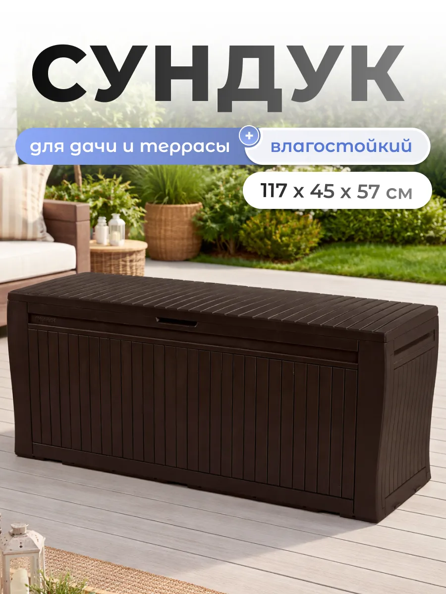 Садовый сундук пластиковый уличный для хранения