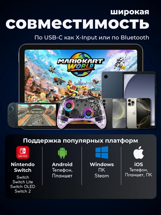 Геймпад IINE Astraea для Switch 2, прозрачный, прозрачный, фото 2