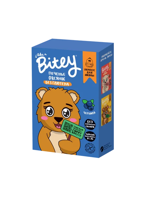 Bitey Печенье овсяное без глютена Черника, 60гр, 2 шт, 60 г, фото 3