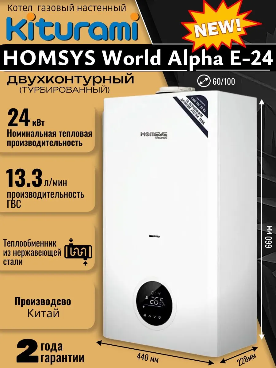 Котёл газовый настенный HOMSYS World Alpha E-24