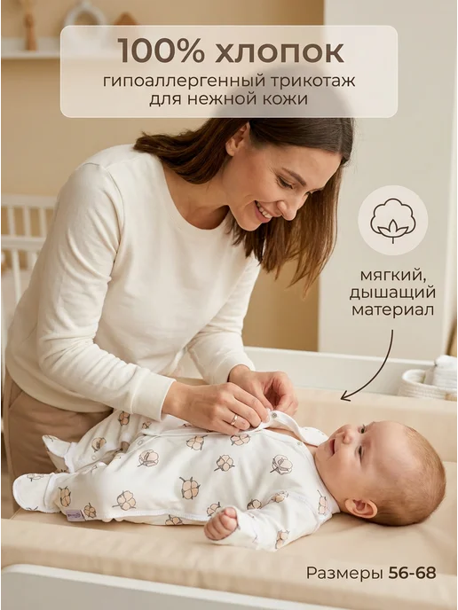 milkymania Слип для новорожденных с антицарапками и шапочкой, белый, фото 4