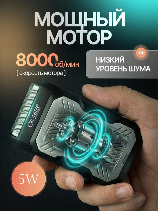 GWENYN Шейвер для сухого бритья, черный, фото 5