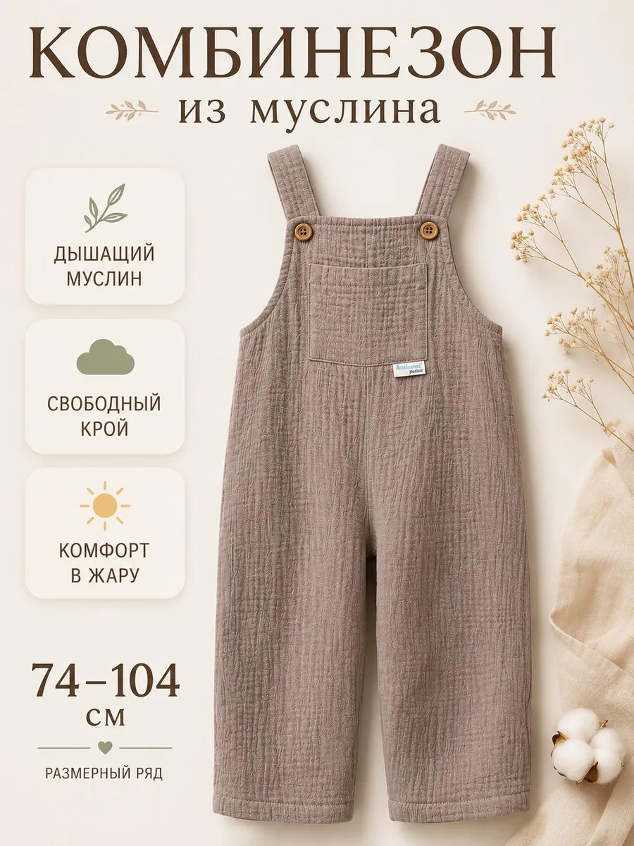 Детский комбинезон муслиновый летний