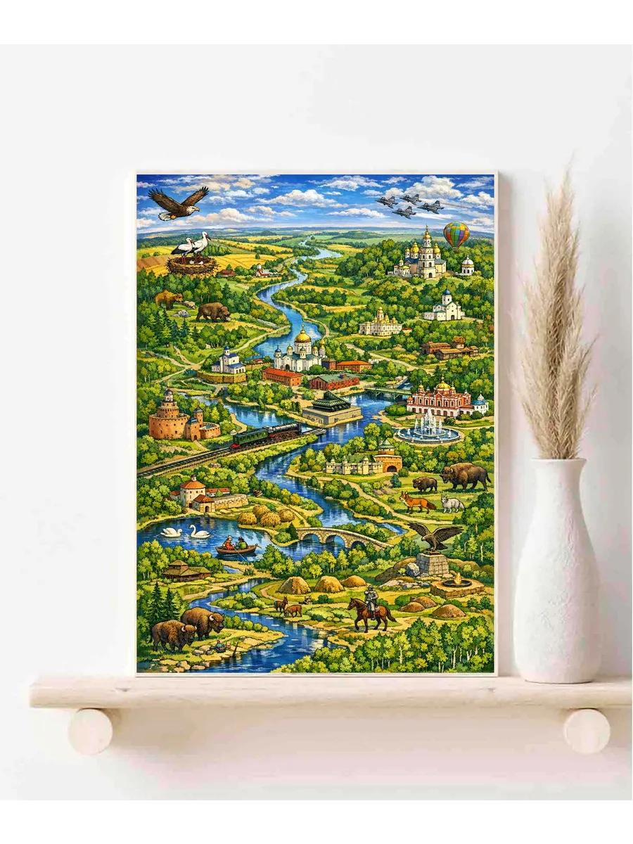 Орловская область, Россия, Fantasy Map, Карта, Плакат 30x42