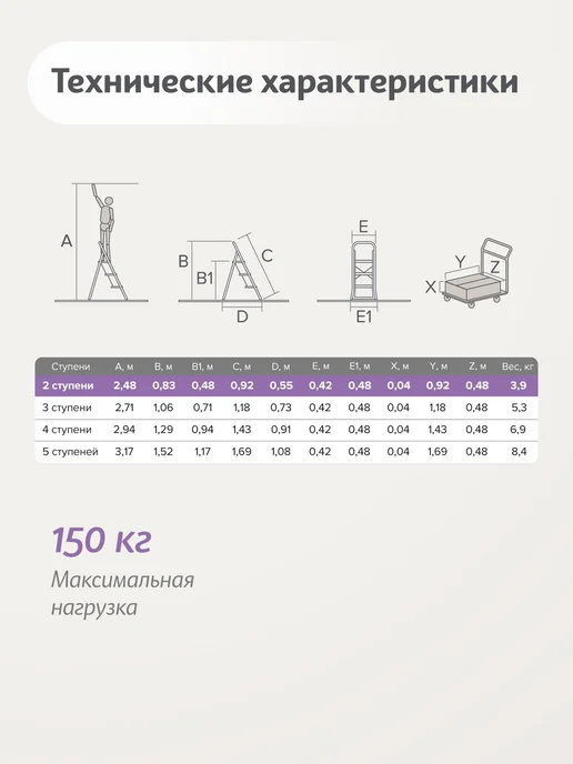 Надёжа Стремянка 2 ступени, фиолетовый, фото 8