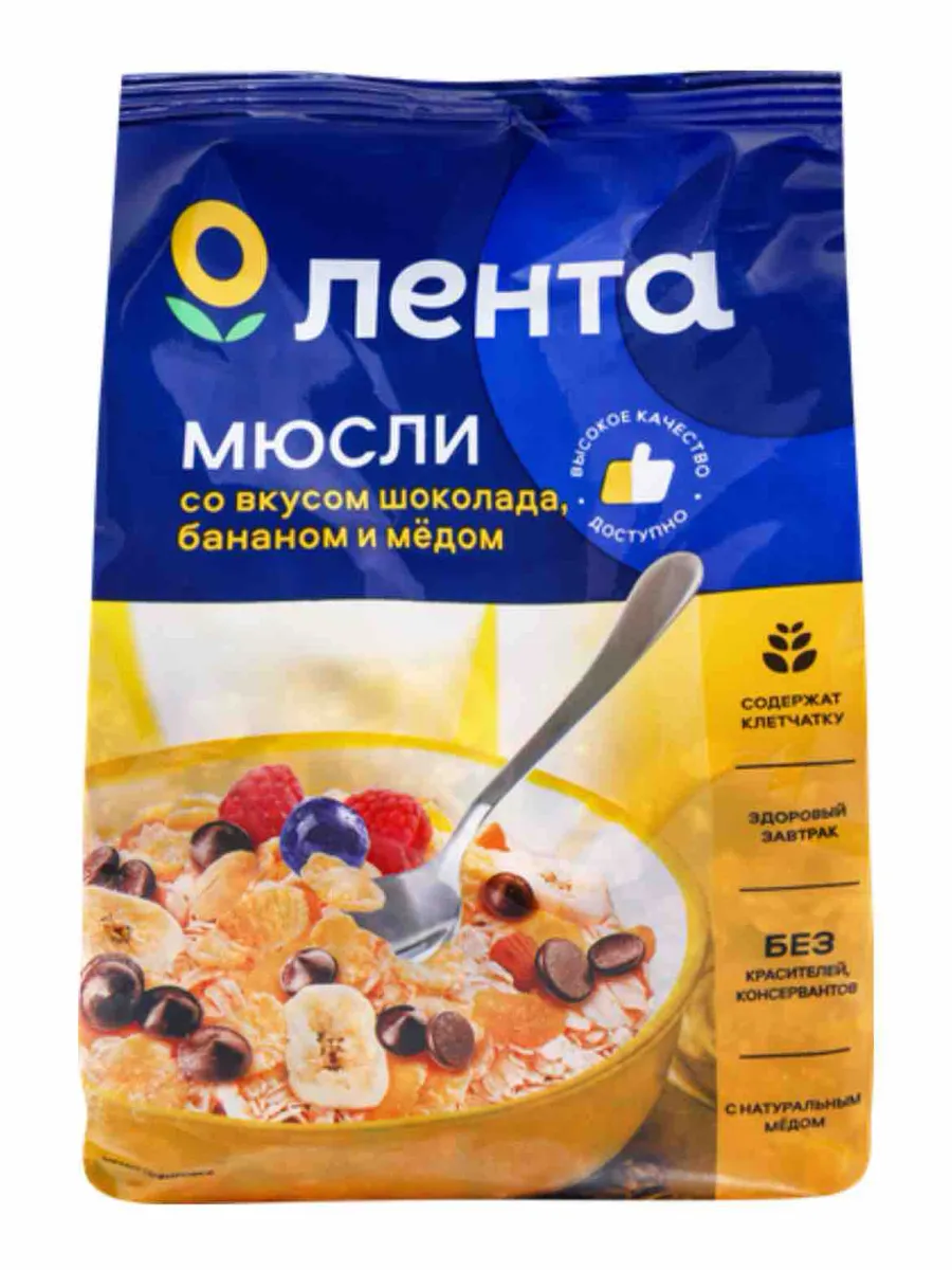 Мюсли Со вкусом шоколада, с бананом и медом,400г