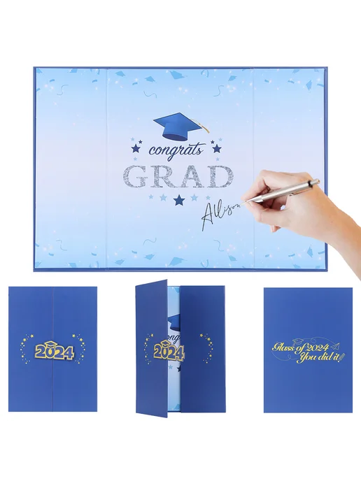 Гостевая книга Graduates Signature 2024 для выпускных вечеро, синий, фото 2