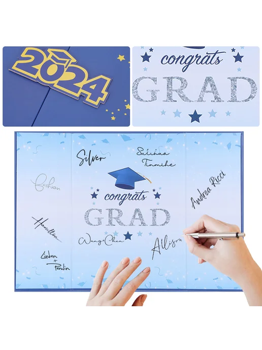 Гостевая книга Graduates Signature 2024 для выпускных вечеро, синий, фото 4