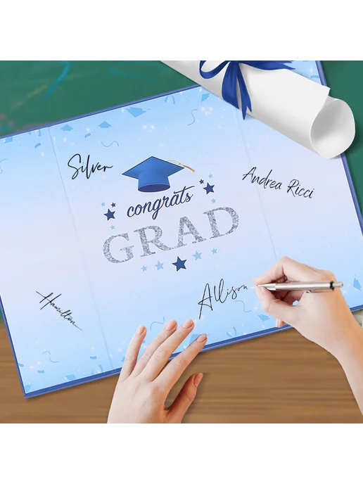 Гостевая книга Graduates Signature 2024 для выпускных вечеро, синий, фото 6