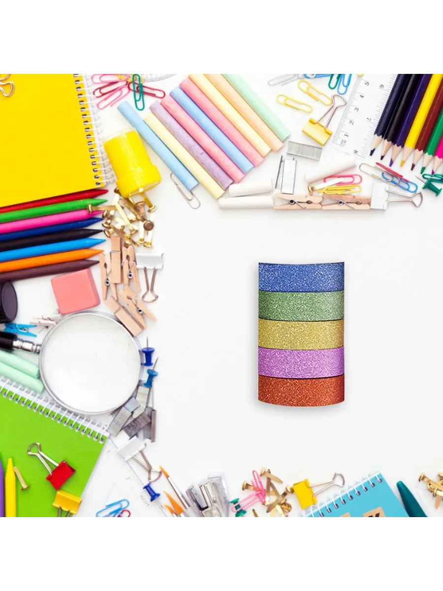 10шт 3м*1.5см Washi лента с глитером и люминесценцией