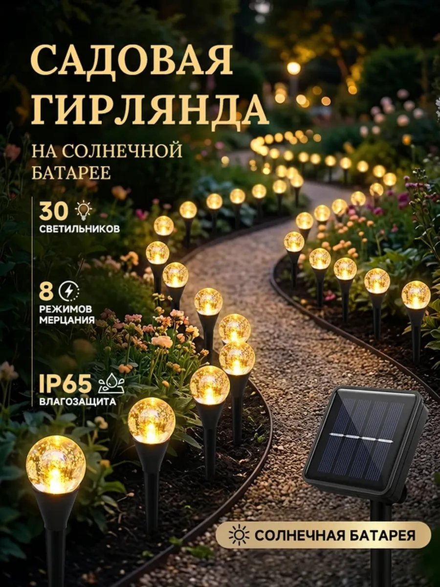 Светильники садовые на солнечной батарее