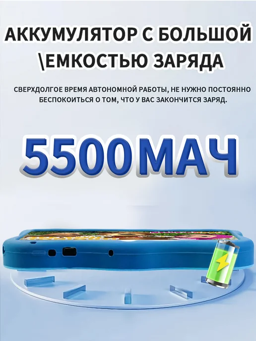 Детский планшет 8ГБ+512ГБ IPS экран 1080*2560 Android 13, 8 ГБ, 512 ГБ, синий, фото 5