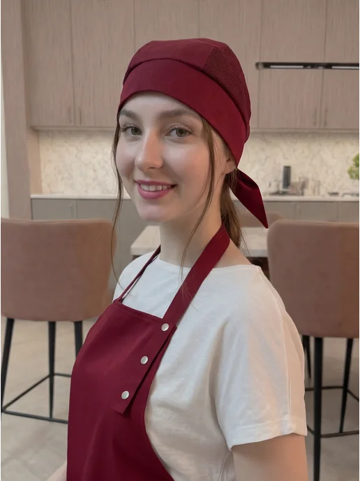 MedBird Колпак поварской бандана повара сетка, красный, фото 2