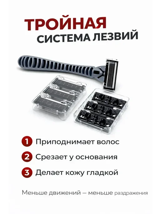 КуПиещё Бритвенный станок мужской с кассетами, черный, фото 2