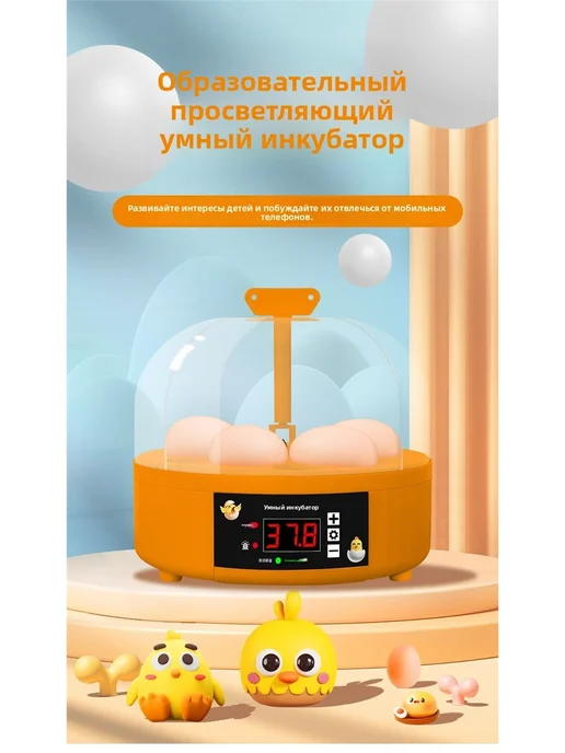 Инкубатор для яиц автоматический с автоповоротом 4 яиц, оранжевый, фото 3