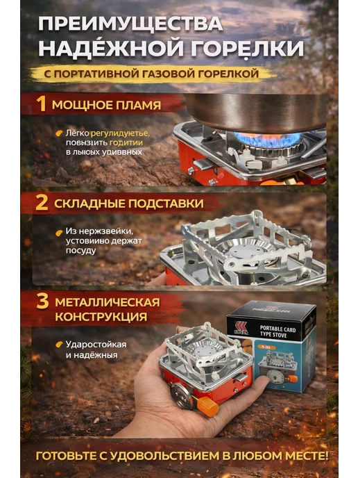 АРТЛЕКС плитка горелка под газовый баллон, красный, фото 2