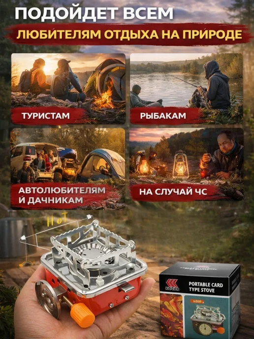 АРТЛЕКС плитка горелка под газовый баллон, красный, фото 3