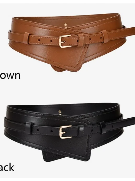 Коричневый пояс для платья, широкий пояс из искусственной ко…, коричневый, фото 2