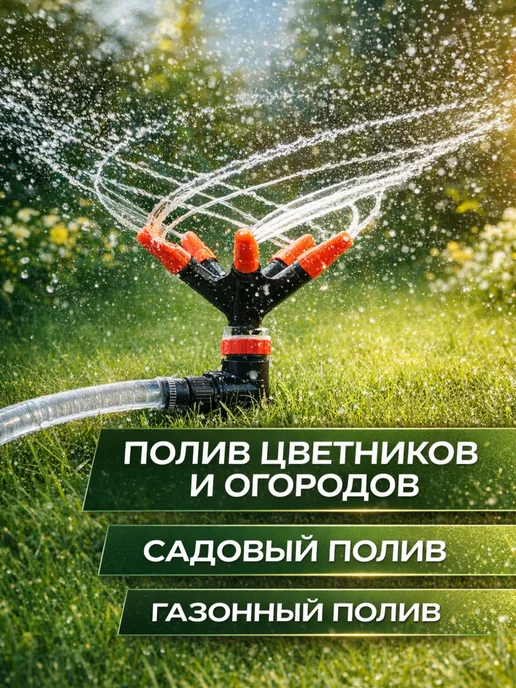 Разбрызгиватель для полива садовый дождеватель вращающийся, черный, фото 3
