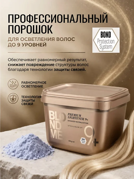 Schwarzkopf Professionals Обесцвечивающий бондинг порошок BLONDME Premium Lightener 9+, 450 мл, фото 2