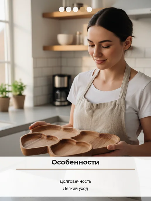 Древесная мастерская Набор деревянных менажниц из бука 2 штуки, бежевый, 2 шт, фото 4