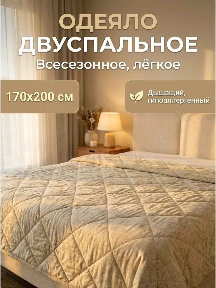Одеяло двуспальное облегченное всесезонное