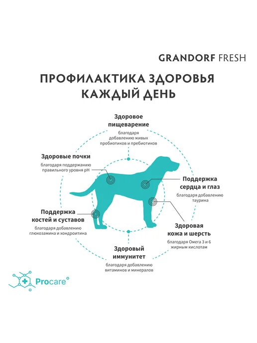Сухой корм Grandorf' Fresh для собак, беззерновой, крупные, лосось, 3 кг, фото 6