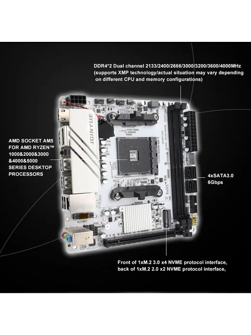 JGINYUE B350I-PLUS ARGB AMD AM4 DDR4 M.2 NVME WiFi Материнская плата, вариант, фото 6