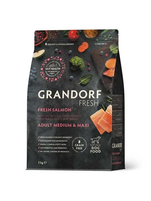 Сухой корм Grandorf' Fresh для собак, беззерновой, крупные, средние, 3 кг