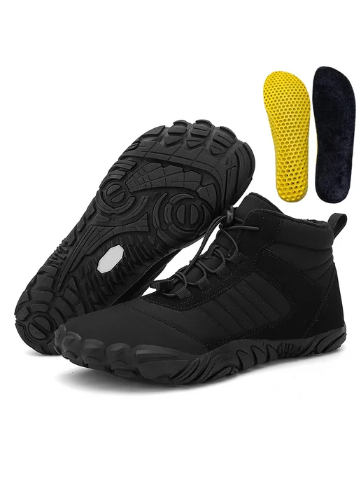 Unisex ботинки для снега Waterproof антипоскользящие, шнуров, черный