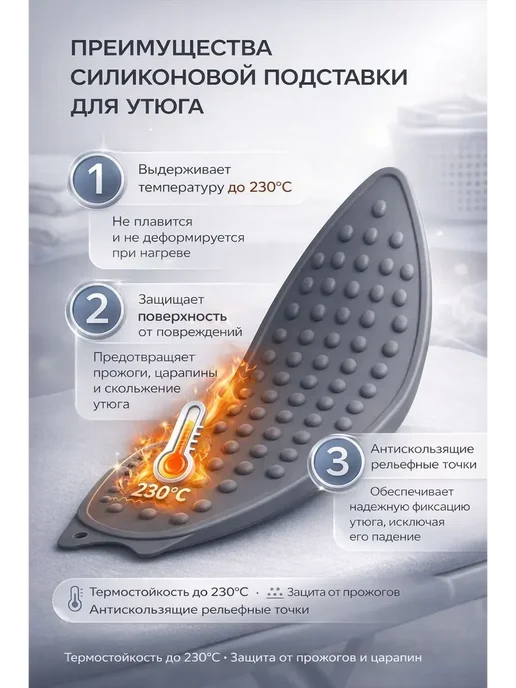 AERAKANY_w х Силиконовая подставка для утюга защита гладильной доски, серый, фото 2