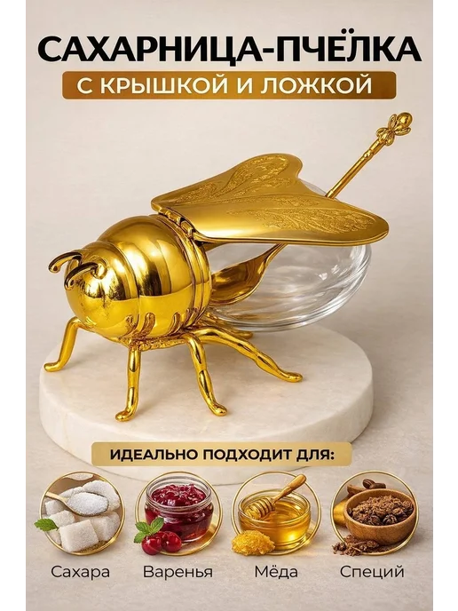 Универсальная стеклянная баночка для меда, сахарница, желтый