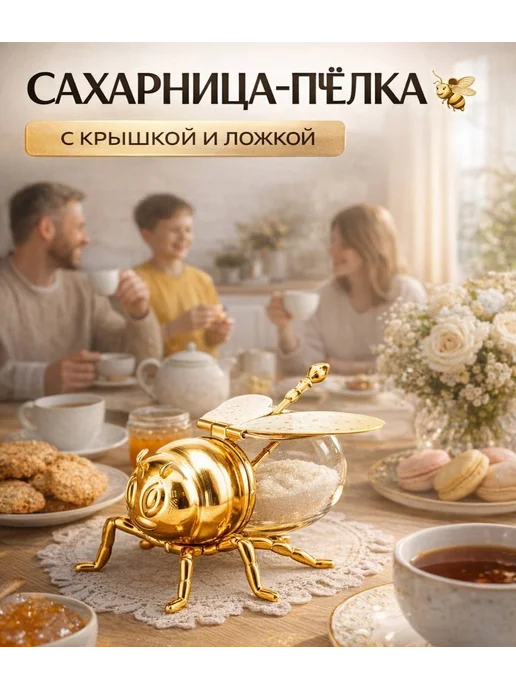Универсальная стеклянная баночка для меда, сахарница, желтый, фото 4